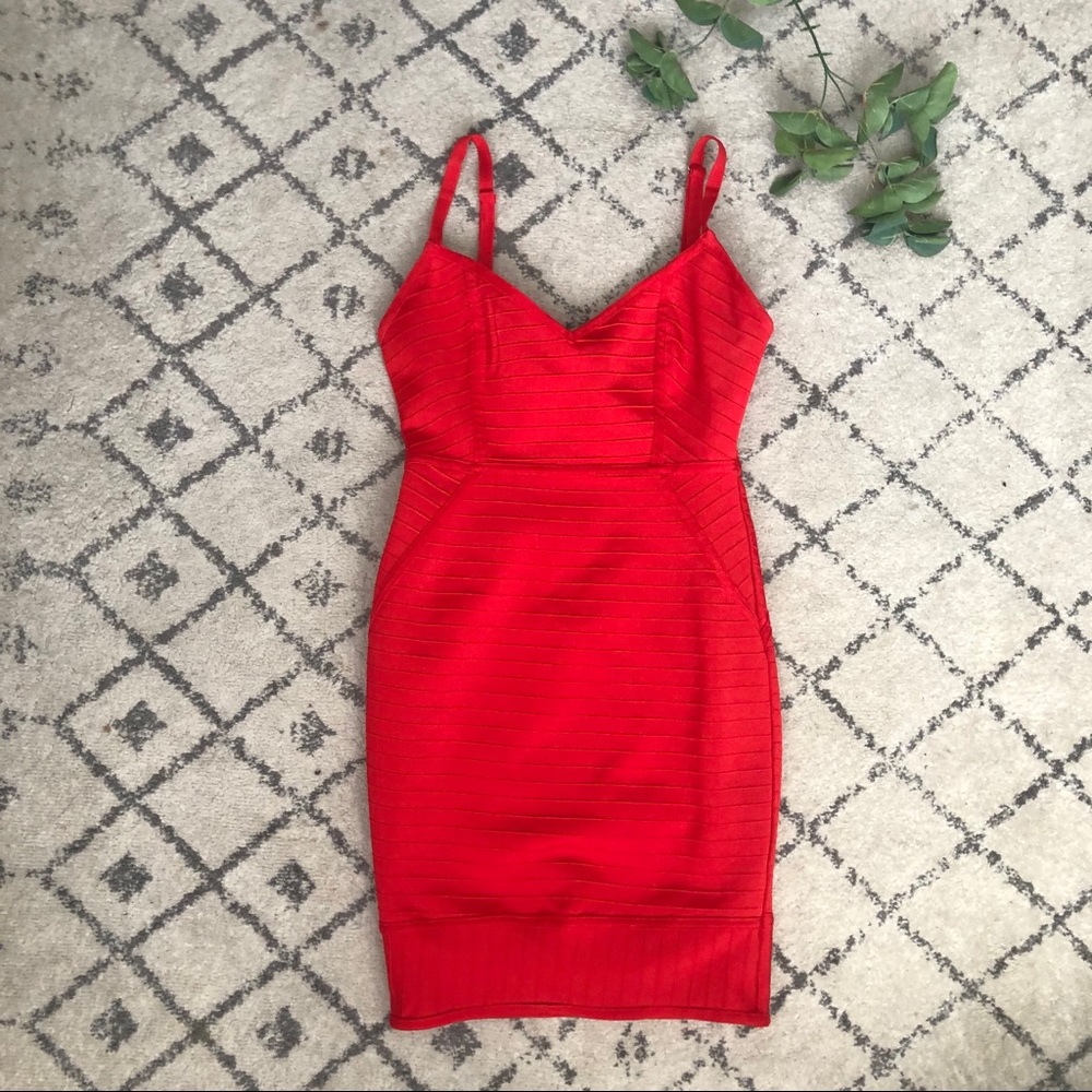 Pretty Little Thing red bodycon bandage dress